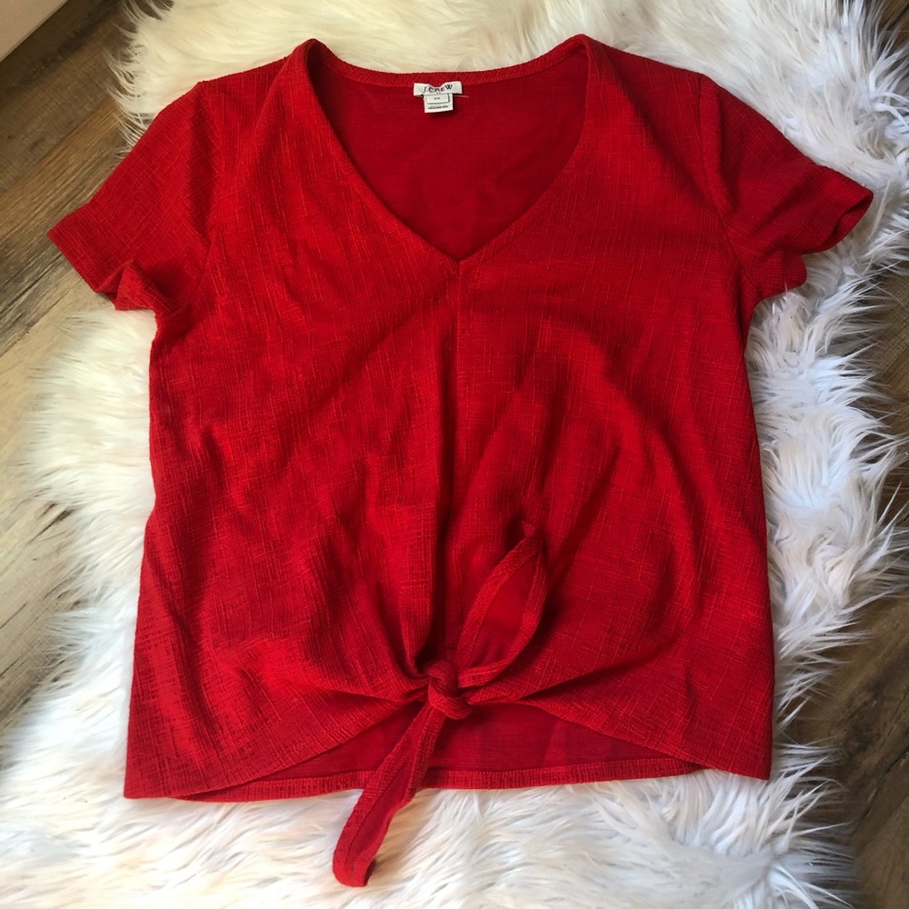 Red J Crew Tie Front shirt